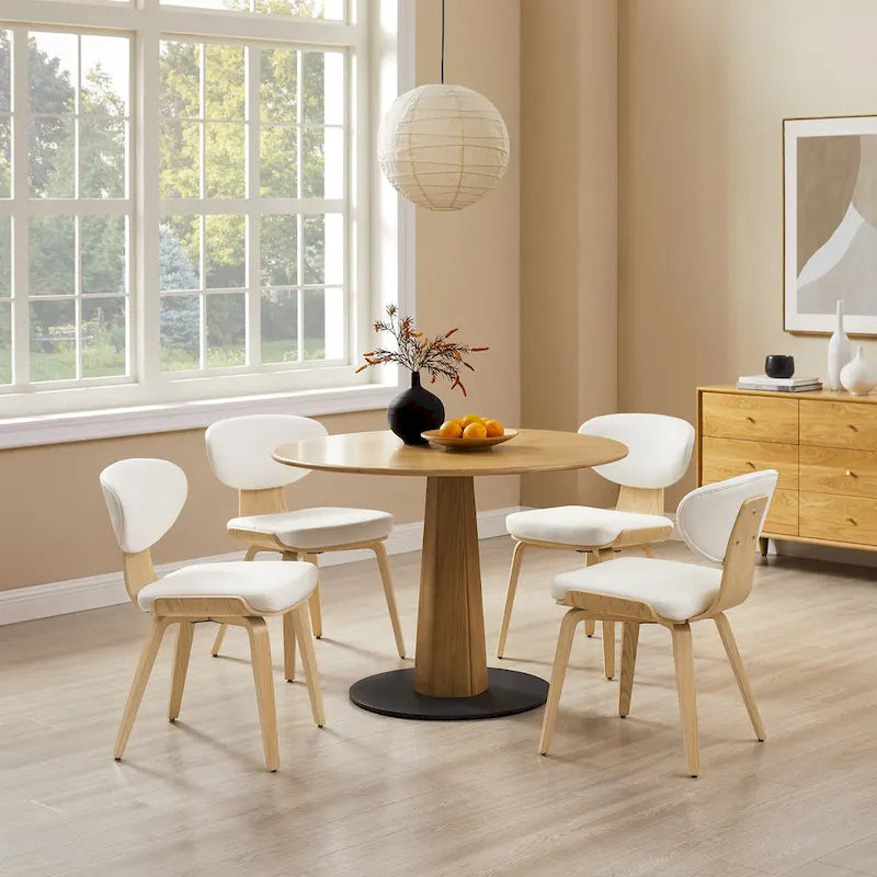 Chaise de salle à manger en bois et cuir synthétique