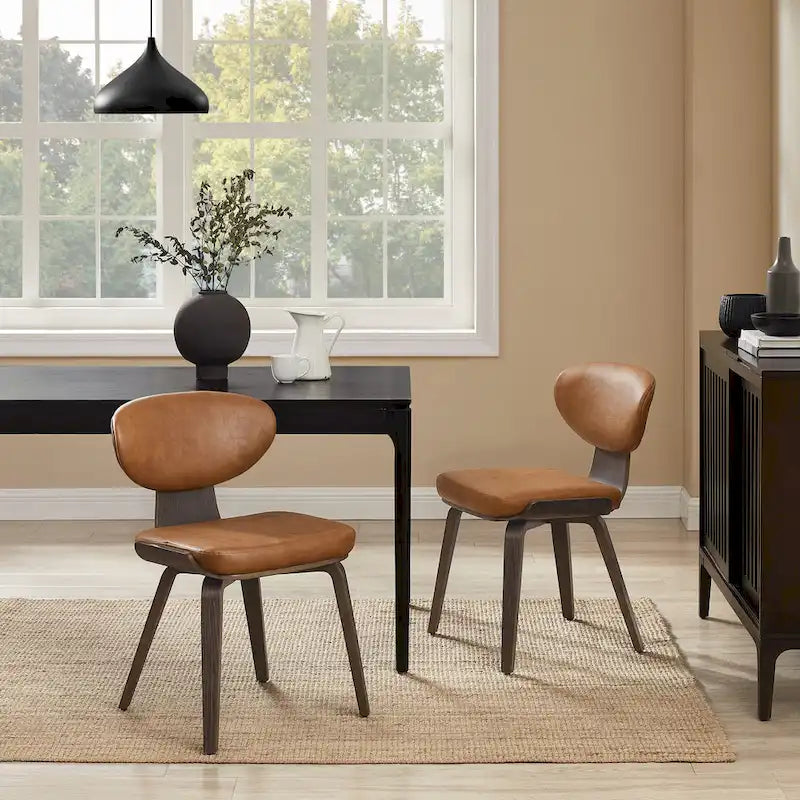 Chaise de salle à manger en bois et cuir synthétique