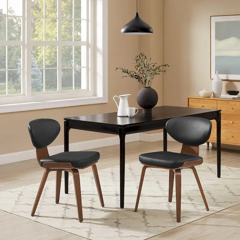 Chaise de salle à manger en bois et cuir synthétique