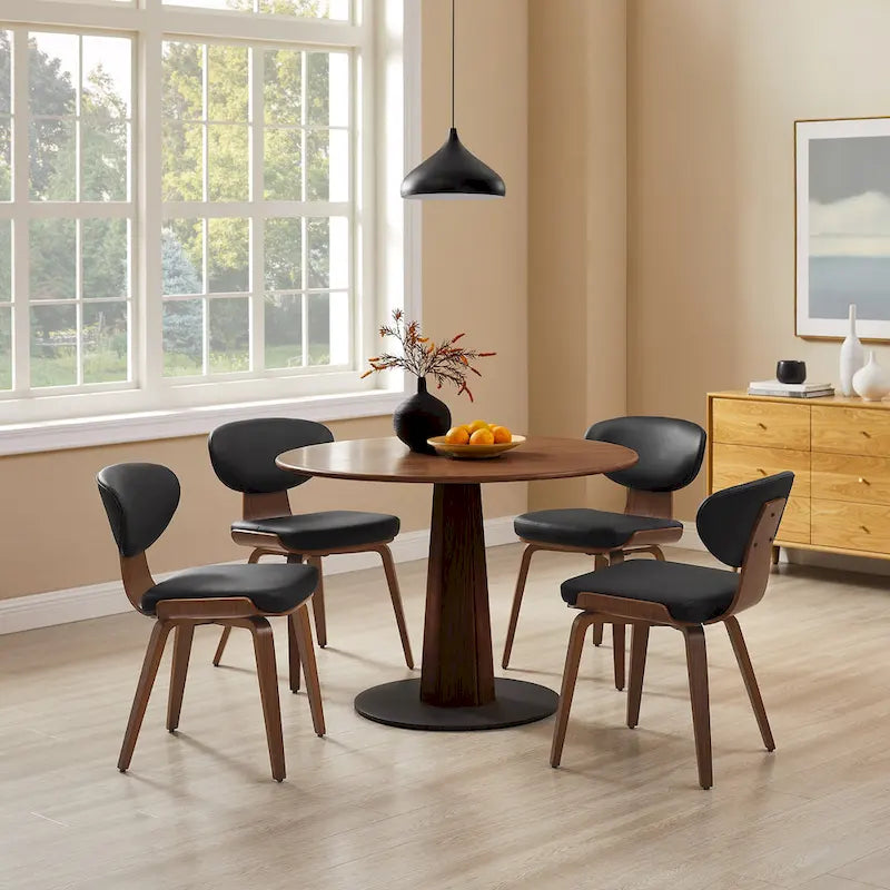 Chaise de salle à manger en bois et cuir synthétique