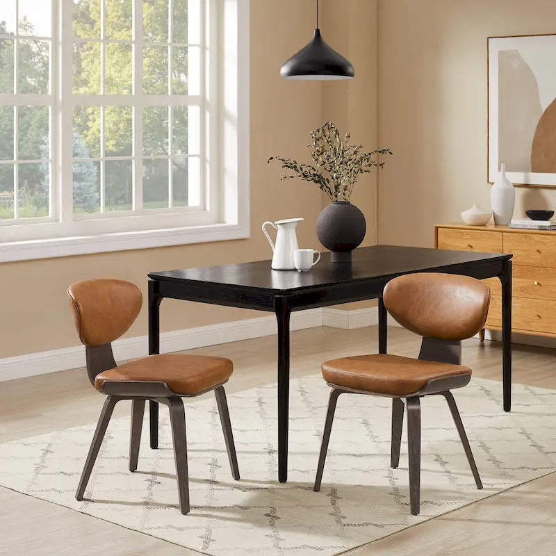 Chaise de salle à manger en bois et cuir synthétique