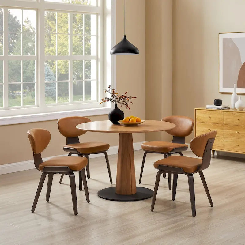 Chaise de salle à manger en bois et cuir synthétique