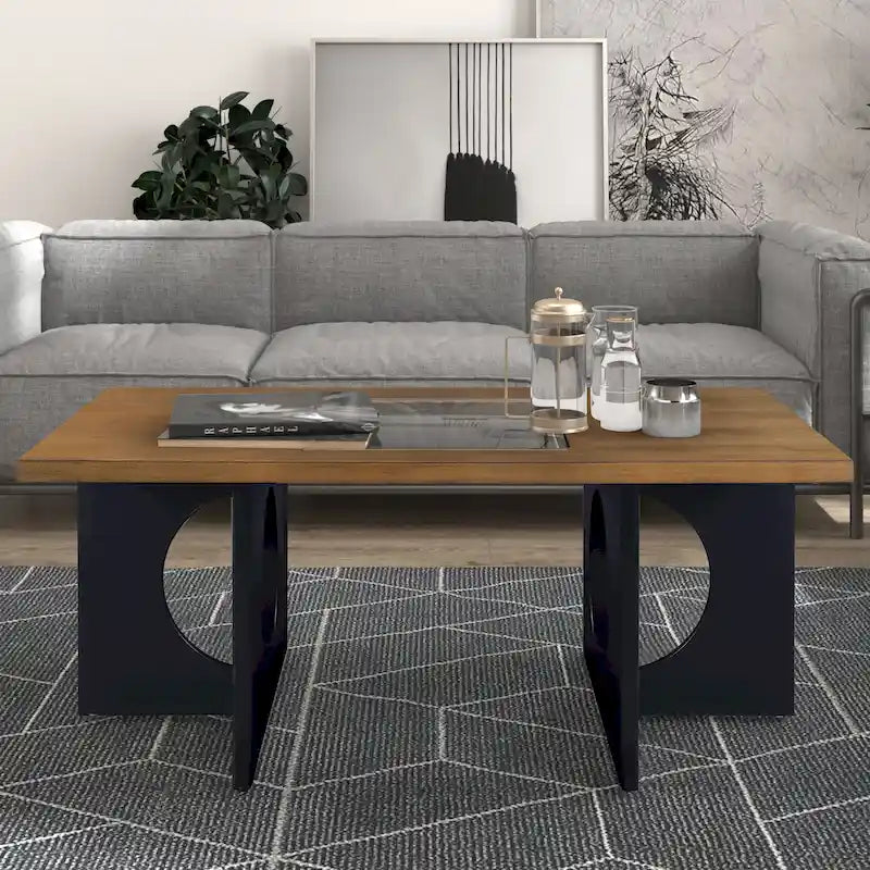 Table Basse Rectangulaire en Bois Contemporain