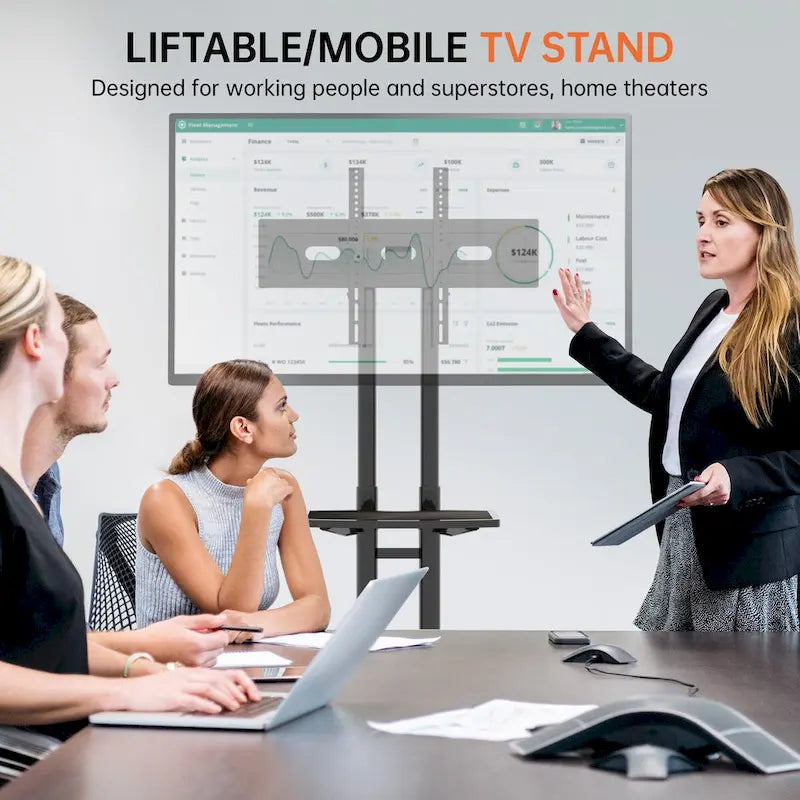 Meuble TV universel pivotant, support TV de table réglable en hauteur et inclinable