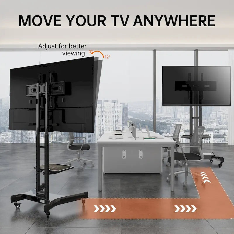 Meuble TV universel pivotant, support TV de table réglable en hauteur et inclinable
