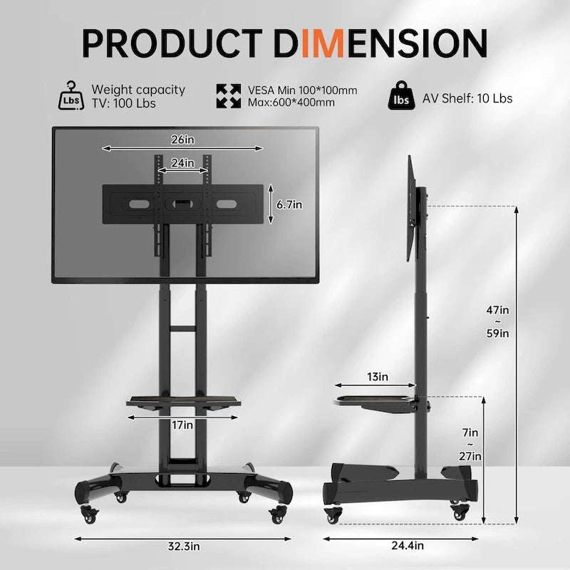 Meuble TV universel pivotant, support TV de table réglable en hauteur et inclinable
