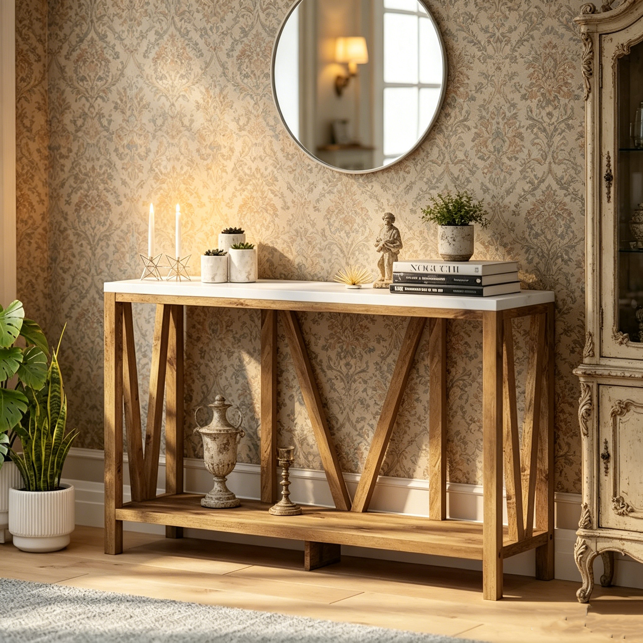 Console d'entrée rustique de style ferme
