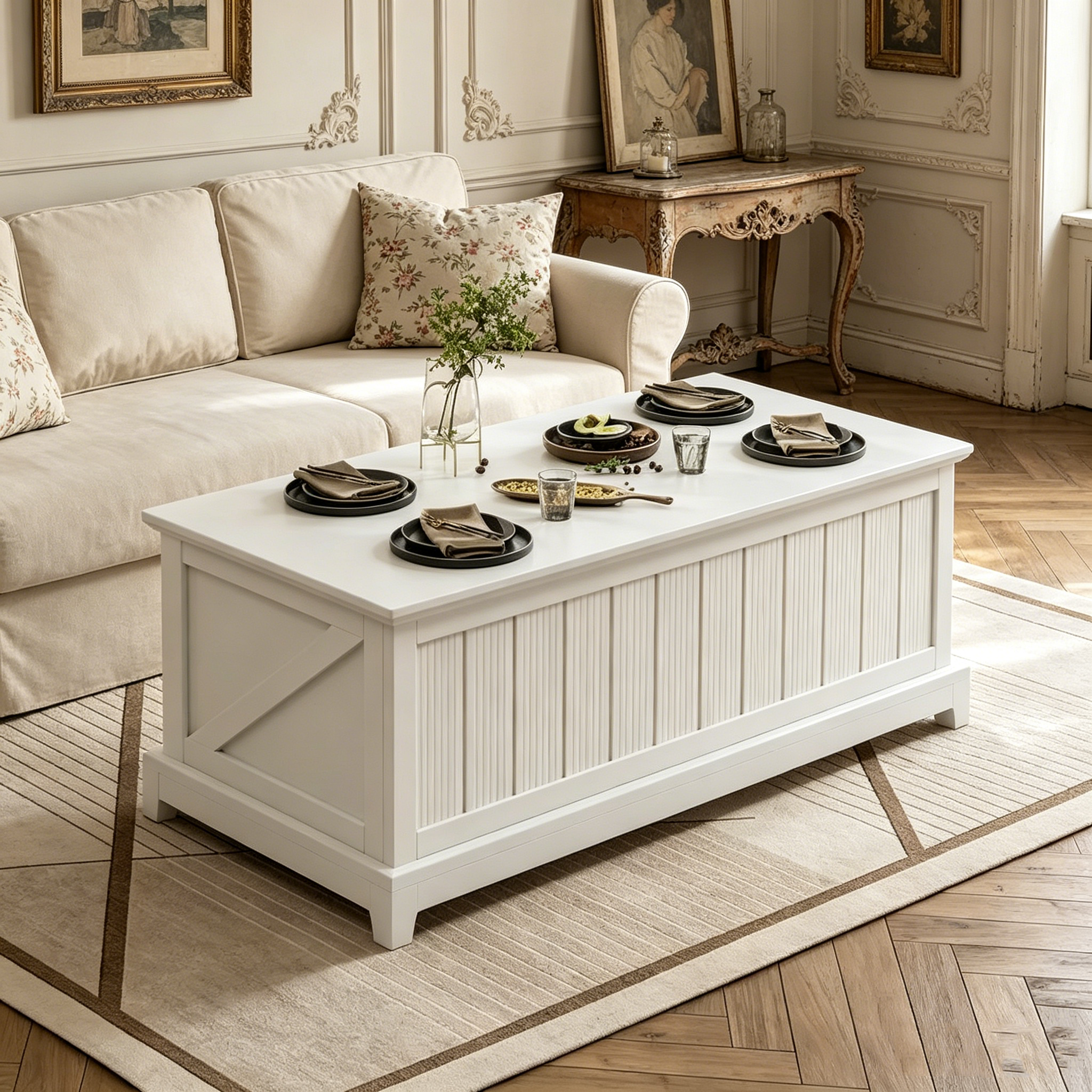 Table basse relevable Rangement clôture de ferme